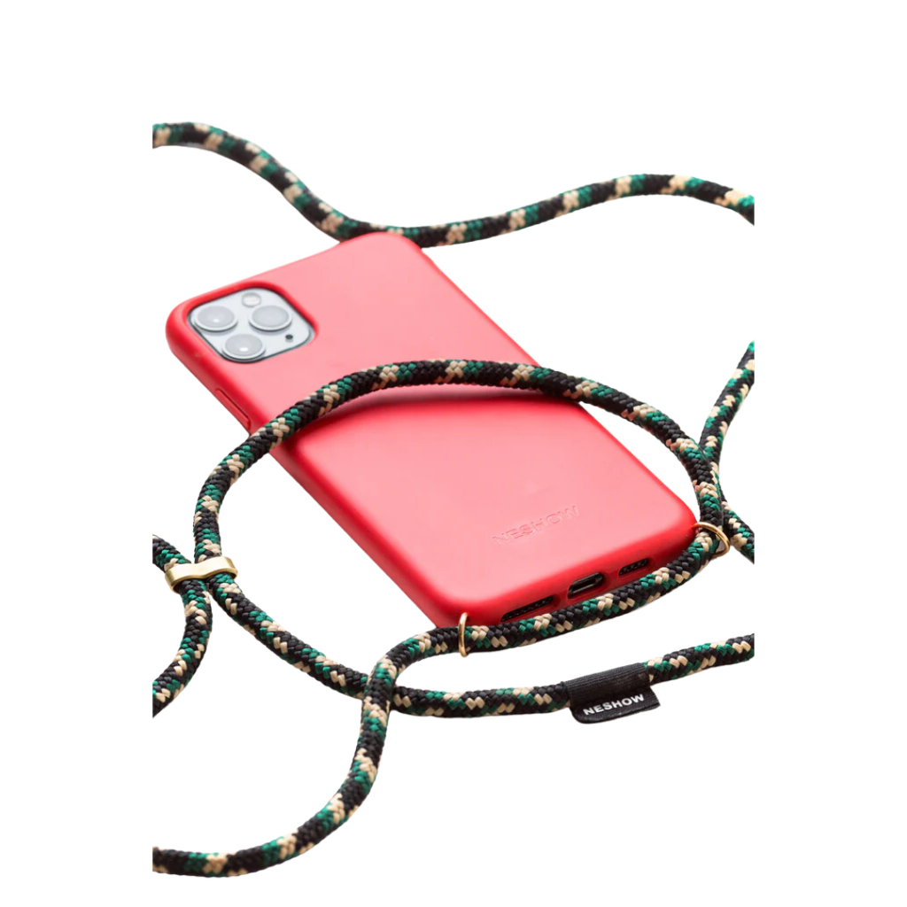 Red Case / Green + Brown Rope