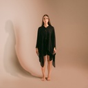 Mesh cotton poncho {Black}