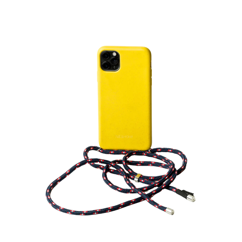 Yellow Case / Navy+Red Rope