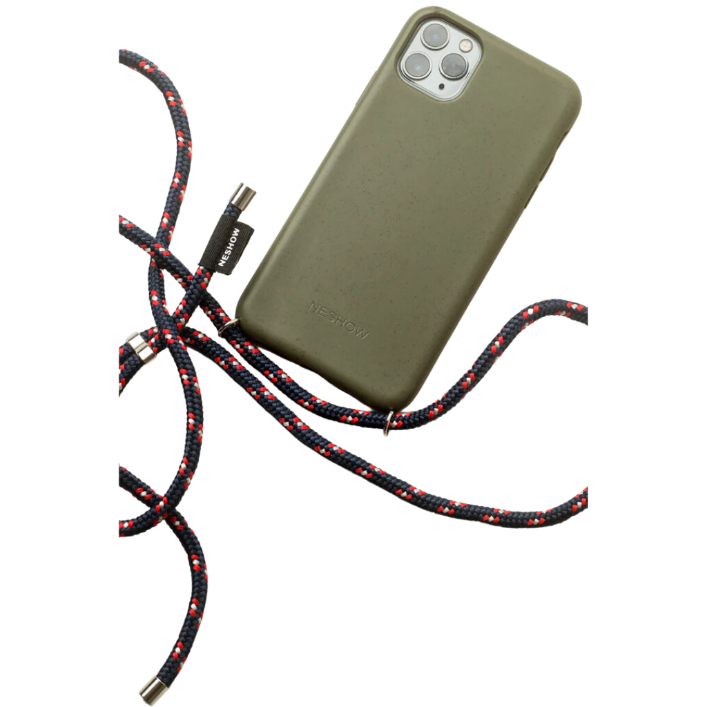 Olive Green Case / Navy + Red Rope