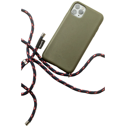 Olive Green Case / Navy + Red Rope